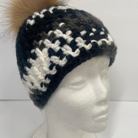 Bula Hat Crochet Knit Beanie Faux Fur Pom Pom Winter Ski Outdoor - Picture 9 of 14